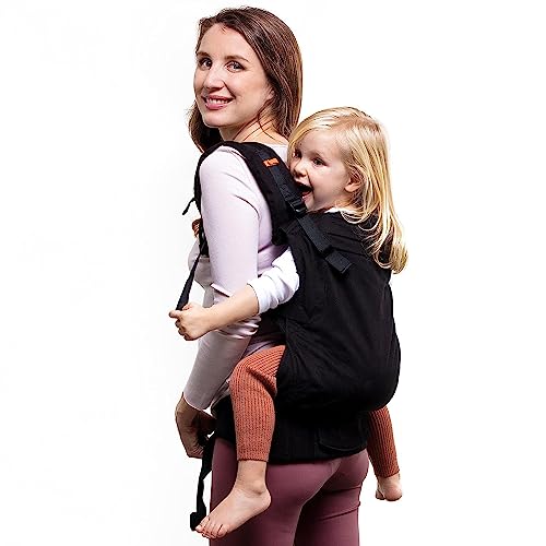 Beco Toddler Carrier with Extra Wide Seat, 100% Cotton - Front-Carry & Backpack Style - Lightweight & Ergonomic Sling Carrier for Children (24-48 Months) - Metro Black - color: Metro Black