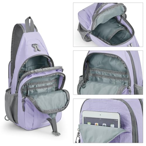 G4Free Sling Bag for Men and Women, RFID Blocking Crossbody Bag, Lightweight Sling Backpack for Travel, Hiking, Walking and Daily Use - color: Taro Purple