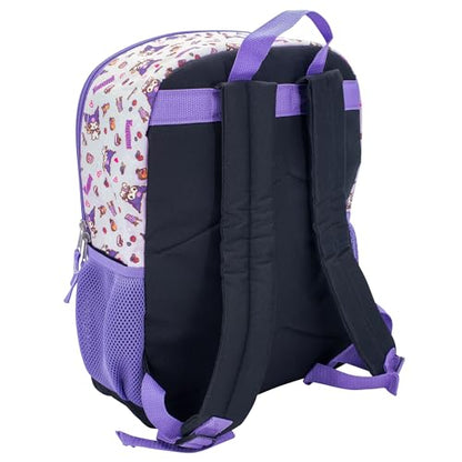 AI ACCESSORY INNOVATIONS Sanrio’s Kuromi 4 Piece Backpack Set, Hello Kitty Kawaii Flip Sequin Girls School Bag with Front Zip Pocket, 2 Side Mesh Pockets, Black & Purple - color: Kuromi