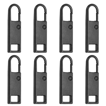 uxcell 8Pcs Zipper Pull Replacement, Metal Zipper Handle Mend Fixer Tab Repair for Luggage Suitcase Backpack Jacket Bags Boots Coat Handbags, Black Medium - color: Black, size: Medium