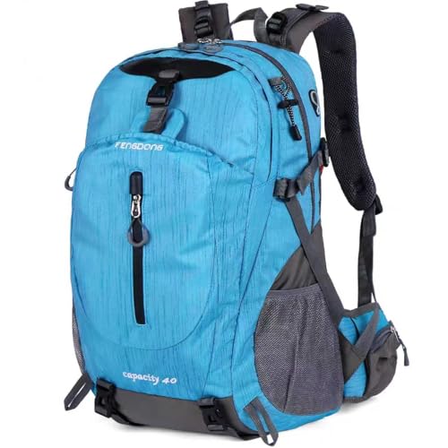 FENGDONG 40L Waterproof Lightweight Hiking,Camping,Travel Backpack for Men Women Blue - color: A3- Blue