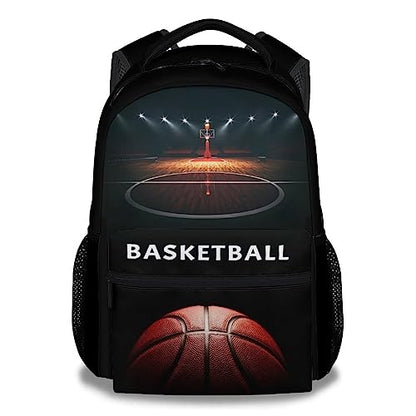 Mercuryelf Basketball Backpack for Boys Girls, 16 Inch Black Backpacks for School Travel, Cool Lightweight Bookbag for Kids - color: Basketball-2
