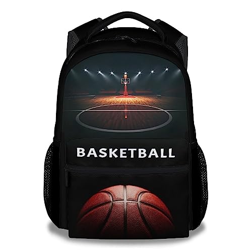 Mercuryelf Basketball Backpack for Boys Girls, 16 Inch Black Backpacks for School Travel, Cool Lightweight Bookbag for Kids - color: Basketball-2