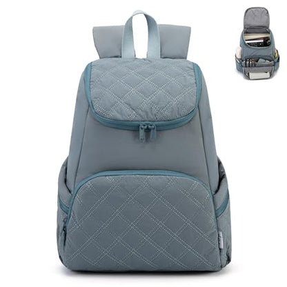 NOL Natural Organic Lifestyle Women's Quilted Puffer Backpack, Large Waterproof Lightweight Puffy Bookbag, Carry on Daypack for Travel, Work (Dusty blue) - color: Dusty Blue