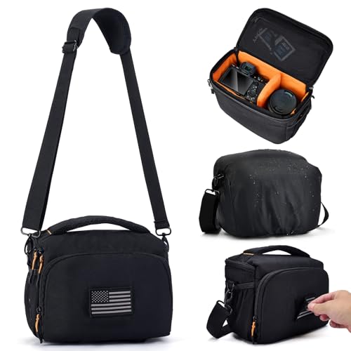 ALLCAMP Camera Sling Bag for DSLR & Mirrorless | Customizable Patch Area, Waterproof Crossbody Pack, Tripod Holder for Outdoor Photography & Travel, Black