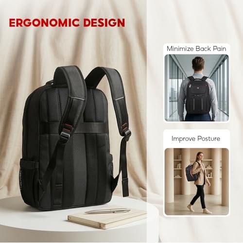SAKOS Turbo 15.6 inch Laptop Backpack, Professional Travel Backpack Carry on Flight - TSA Approved, Water Repellent Luggage Backpack for Men & Women, College Backpack with Laptop Compartment - Black - color: 3. Turbo - Black
