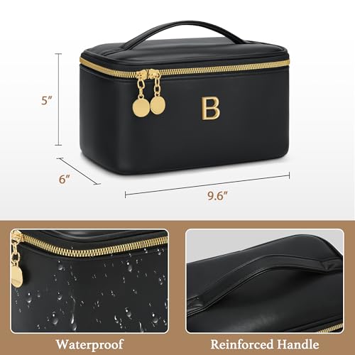 Gifts for Women Travel Makeup Bag Personalized Cosmetic Bag Portable Large Capacity Toiletry Bag(Black-B) - color: Black, style: B