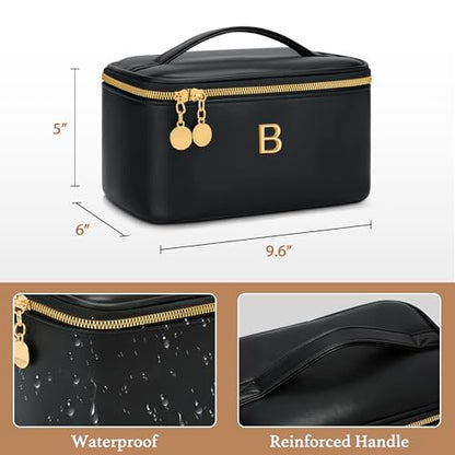 Gifts for Women Travel Makeup Bag Personalized Cosmetic Bag Portable Large Capacity Toiletry Bag(Black-B) - color: Black, style: B
