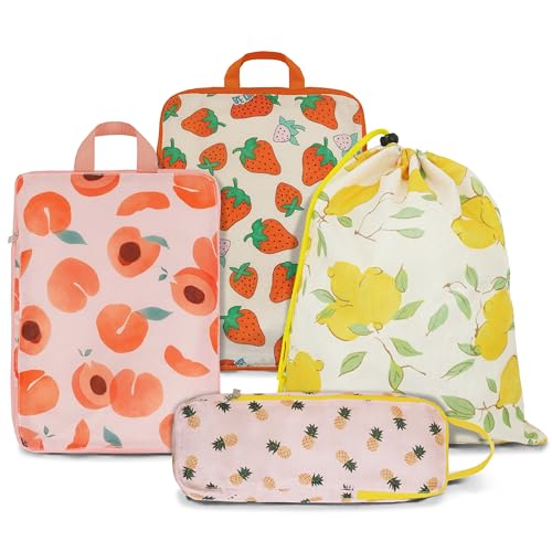 4 Pcs Compression Packing Cubes for Travel, Waterproof Luggage Organizer Washable Storage Bags Set - Packaging Cubes for Backpack Travel and Carry-Ons - color: orange, size: 4 Set