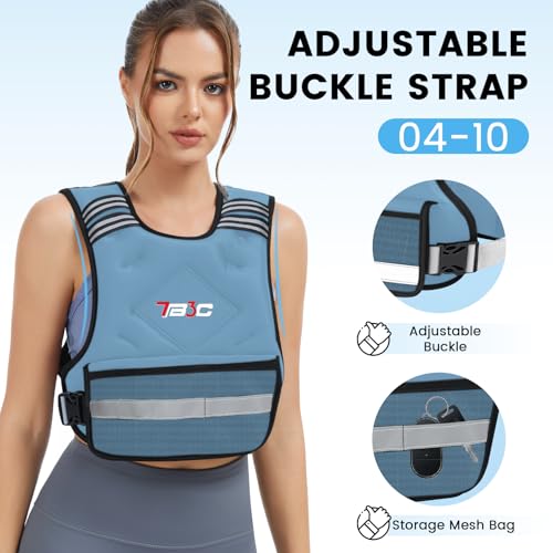 TB3C Adjustable Weighted Vest Woman, 4-10/11-20/20-30 LB Weight Vest for Women, Plus Size Womens Weighted Vest - color: Blue, size: 04-10LB