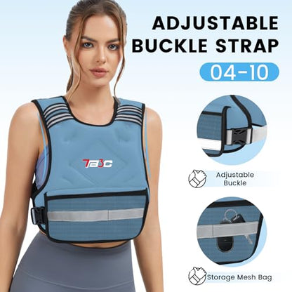 TB3C Adjustable Weighted Vest Woman, 4-10/11-20/20-30 LB Weight Vest for Women, Plus Size Womens Weighted Vest - color: Blue, size: 04-10LB
