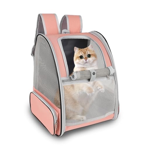 Cat Backpack Carrier,Pet Carrier Airline Approved for Small Dog Cat Puppy Kitten Bunny,Ventilated Mesh Design Animal Backpack for Hiking Camping Travel Bag (Pink) - color: Pink