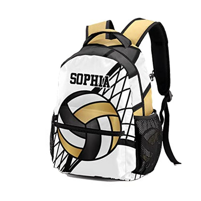 Personalized Volleyball Black Gold Custom Backpack Waterproof Multifunctional Daypack with Name Gift - color: Design 1