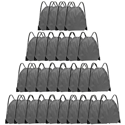 Grneric Drawstring Bags 28 PCS Drawstring Backpack Bulk String Backpack Cinch Bag Sackpack for Men Women Gym (Grey) - color: Grey