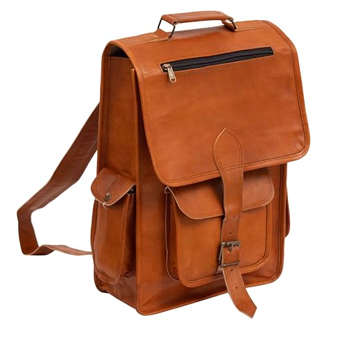 Shy Shy Let's Touch The Sky 16" Vintage leather Backpack Laptop Messenger Bag Lightweight College Rucksack Sling for Men Women