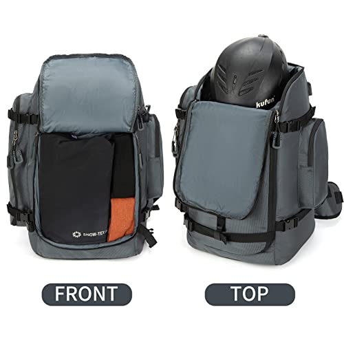 65L Ski Boot Bag,Large Duffle Travel Bag,1680D Nylon Waterproof Padded Ski Boot Bag Backpack For Women Men Kids - color: Grey