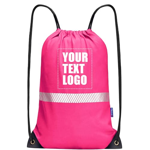 AYKRM Custom Pink Drawstring Backpack Bag work Sackpack logo - color: Pink-logo