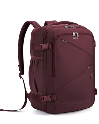 ECOHUB Carry On Travel Backpack, Expandable Airlines Personal Item Bag 18x14x8, Water Resistant 17 inch Laptop Backpack Flight Approved, 12 Pockets 30L Work Backpacks with Wet Pocket & Cable Slot, Red - color: Red, size: 18 inch underseat