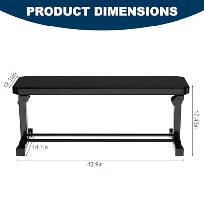 Extended Flat Weight Bench, Extra Long Workout Bench for Weightlifting and Strength Training, 1000lbs Capacity, Home Gym Equipment