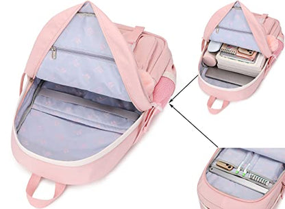 Classic Diamond School Backpack for Girls Laptop Backpack Cute Bookbag Kawaii College Backpack School Backpacks for Teens Girls Student (Pink) - color: Pink