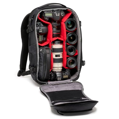 Manfrotto PRO Light Flexloader L, Professional Backpack for Cameras, Expandable Pocket for 3-Axis Gimbal Stabilizer, Multiple Tripod Attachment Points, Interchangeable Dividers, Black