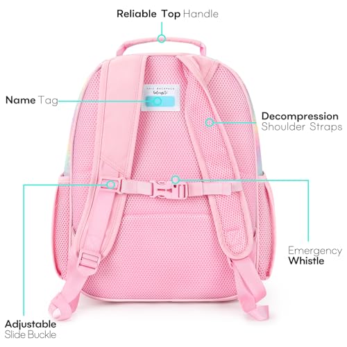 mibasies Girls Backpack with Lunch Box: 3PCS Kids Backpack Set for Kindergarten Elementary - 15 IN Cute Bookbag - Glitter Rainbow - color: Glitter Rainbow