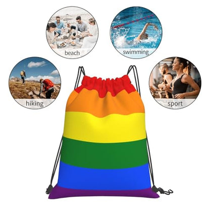 Gay Pride Rainbow Drawstring Bag Sport Gym Backpack Beach Travel Sack Draw String Yoga Bag For Men Women - color: Gay Pride Rainbow