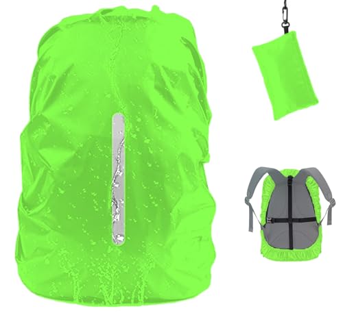 Waterproof Backpack Rain Cover with Reflective Strap, 2 Adjustable Anti Slip Cross Buckle Strap with Organizer Bag, Rainproof Snowproof, Green M (for 26-40L Backpack) - color: Green, size: Medium