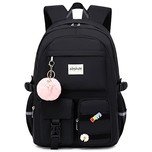 abshoo Big Student Laptop Backpack For College Women Middle High School Teen Girls Bookbag Travel Daypack (Black) | For College - color: Black