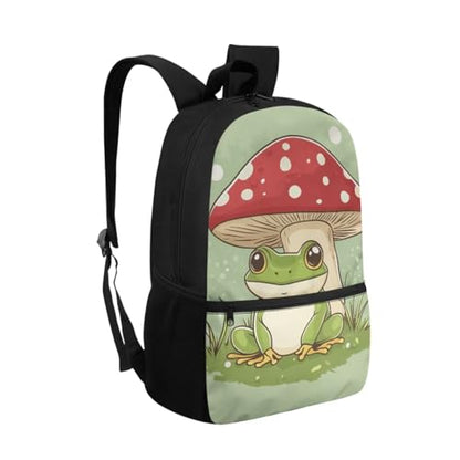 ZOUTAIRONG School Bag Set and Durable Thermos Two Piece Backpack Set Mini Water Up and School Bags with 2 Side Pockets, Frog Mushroom Print - color: Frog Mushroom