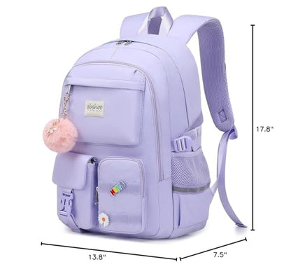abshoo Big Student Laptop Backpack For College Women Middle High School Teen Girls Bookbag Travel Daypack (Purple) - color: Purple