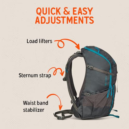 Kelty Asher Backpack, Daypack to Multi-Day Backpacking Capacity, Hiking, Lightweight Travel Pack, Internal Frame (35L Beluga) - color: Beluga/Stormy Blue, size: 35L