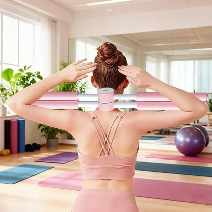 Yoga Postures Stick – Yoga Exercise Stick, Stretch Mobility Pole, Adjustable Pilates Training Bar, Portable Rehabilitation Fitness Tool | Lightweight Stretching Aid for Office Gym Travel Home - color: Pink