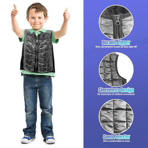 Weighted Vest for Kids, Sensory Support for Children with 2lb Weights, Breathable & Washable for Active Play (Grey) - size: Large(Ages 9-13)