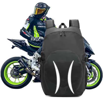 Motorcycle Helmet Backpack，15.6-inch Laptop Compartment, High Reflective Strips, Ideal for Riders’ Commuting & Fitness.