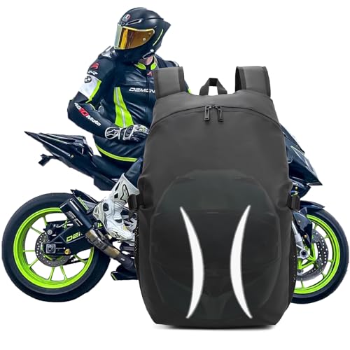 Motorcycle Helmet Backpack，15.6-inch Laptop Compartment, High Reflective Strips, Ideal for Riders’ Commuting & Fitness.