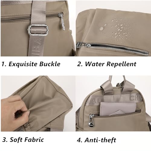 Backpack Purse for Women Ladies Nylon Bag Casual Daypack Travel Shopping Pack (D Style Beige) - color: D Style Beige
