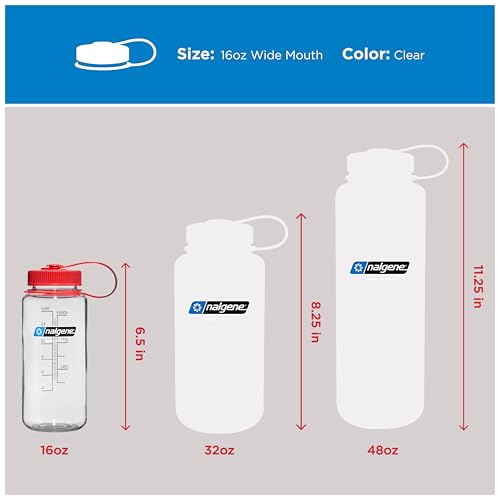 Nalgene 16 oz Wide Mouth Water Bottle | Slim Cup Holder Size, BPA-Free, Durable & Leak Proof, Lightweight Travel Bottle, Clear - color: Clear, size: 16 Ounces