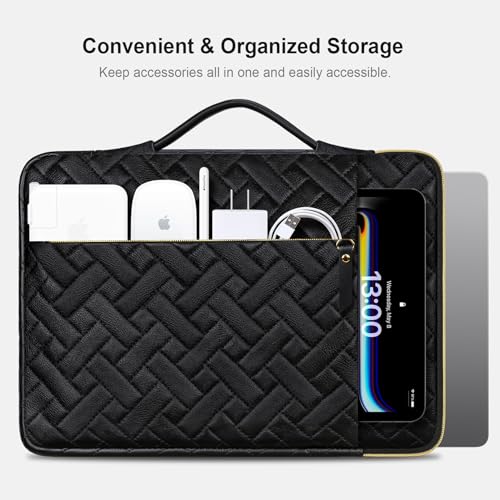 Lacdo 360° Protective Laptop Sleeve Case for 14 inch New MacBook Pro M5 Pro/Max A3426 A3427 (2026), M5/M4/M3/M2/M1 A3434 A3112 A3401 A3185 A2918, 13.8 inch Surface Laptop Computer Bag, Elegant Black - color: Elegant black, size: New MacBook Pro 14 Inch