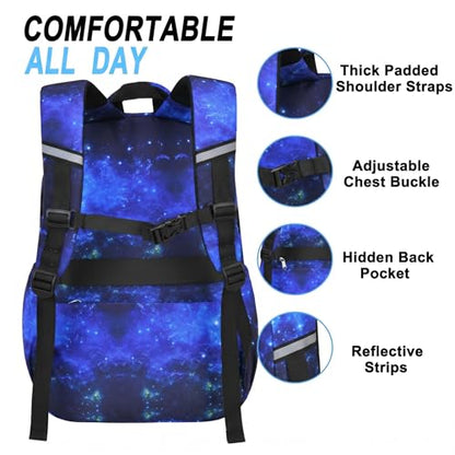 3PCS Kids Backpack Set, School Backpack with Lunch Bag & Pencil Case, Lightweight Waterproof Bookbag for Kids (Gamer Starry Blue) - color: Gamer Starry Blue