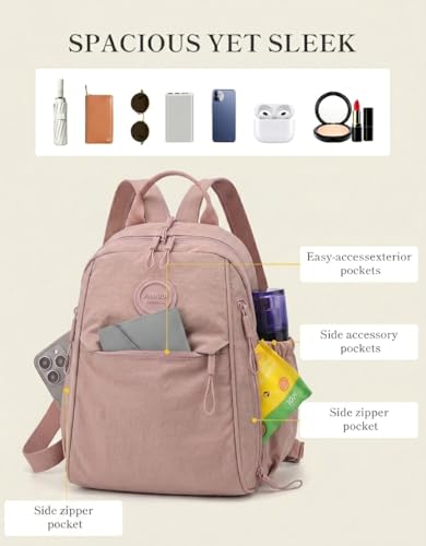 Mini Backpack for Women Nylon Small Backpack Purse Crossbody Sling Bag Convertible Backpack Casual Shopping Daypack (Pink) - color: Pink