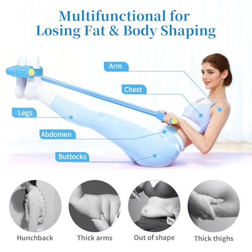 Pedal Resistance Bands with Handles, Upgrade 6-Tubes Elastic Bands for Exercise, Natural Rubber Foot Pedal Resistance Bands, Multifunction Fitness Bands for Abdomen, Waist, Arm, Leg, Pilates - color: Blue