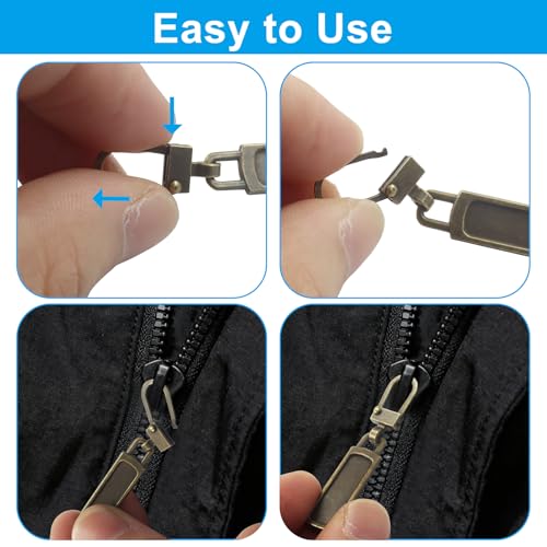 Unlorspy 6Pcs Upgraded Zipper Pull Replacements, Universal Detachable Slider Handles for Purses, Jackets, Backpacks, Boots, Coats, Luggage&Jeans(Bronze) - color: Bronze