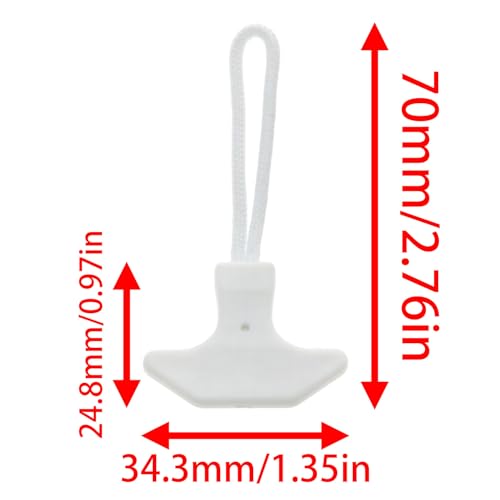 Zangc T-Shaped Zipper Pull Replacement of Heavy-Duty Zipper Pull Handle 2.75x1.37 inches White Color Suitable for suitcases Backpacks Handbags and Other Sports Equipment, etc 4pcs