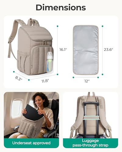 BAGSMART Diaper Bag Backpack, Large Baby Diaper Bag, Quilted Puffy Baby Bag for Mom with Quick-access Insulated Pockets, Lightweight Versatile Travel Backpack - color: Brown
