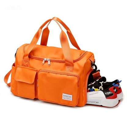 Small Gym Bag for Women, Travel Duffle Bag Carry On Weekender Bag with Shoe Compartment - color: 08#Orange, style: Gym Bag&toiletry Bag