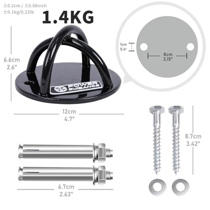 POWER GUIDANCE Wall and Ceiling Mount Bracket for Suspension Straps, Gymnastic Rings, Yoga Swings & Hammock Resistance Band Battle Rope - color: Black (set of 1)