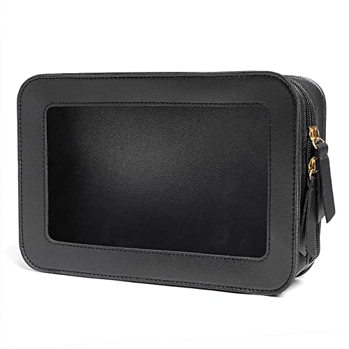 LETGO Clear Makeup Bags, TSA Approved Toiletry Bag with Zipper, Clear Makeup Organizer Fit Carry-on Travel Essentials,Car Essentials for Women Men (C-Black) - color: C-Black