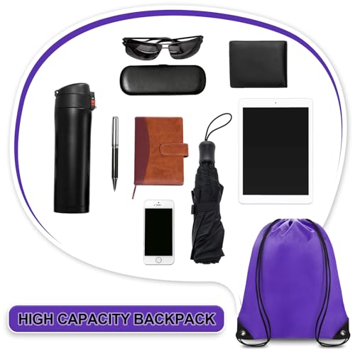 Grneric Drawstring Backpack Bulk 70Pcs String Backpack Drawstring Bags Cinch Bag Sackpack for Men Women Gym(Purple) - color: Purple