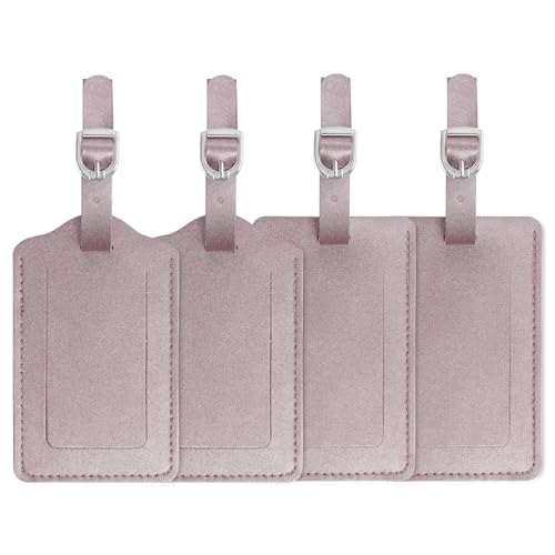 Luggage Tags, Leather Personalized Suitcase Tag Set Luggage id Tags Labels Travel Accessories - color: Rose Gold